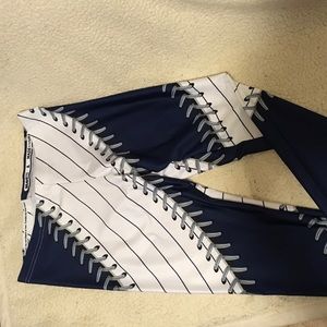 New York pinstripe baseball leggings